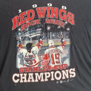 Vintage 1998 Detroit Red Wings Stanley Cup Champion T-Shirt Black 3XL NHL Hockey
